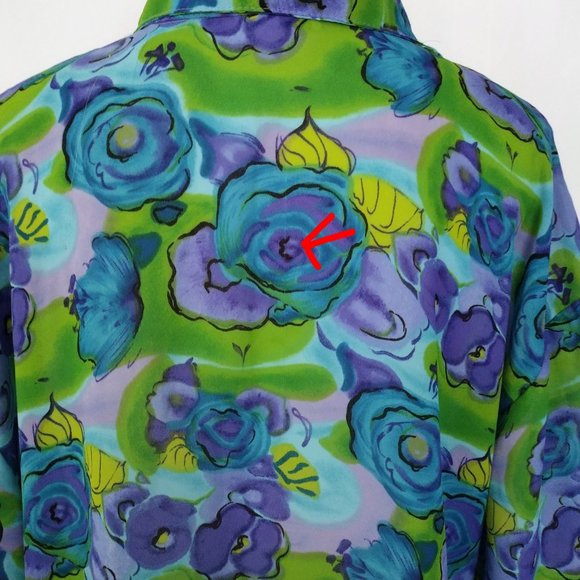 Vintage 1980s Cabrais Colorful Semi Sheer Button Down Blouse - Picture 9 of 10